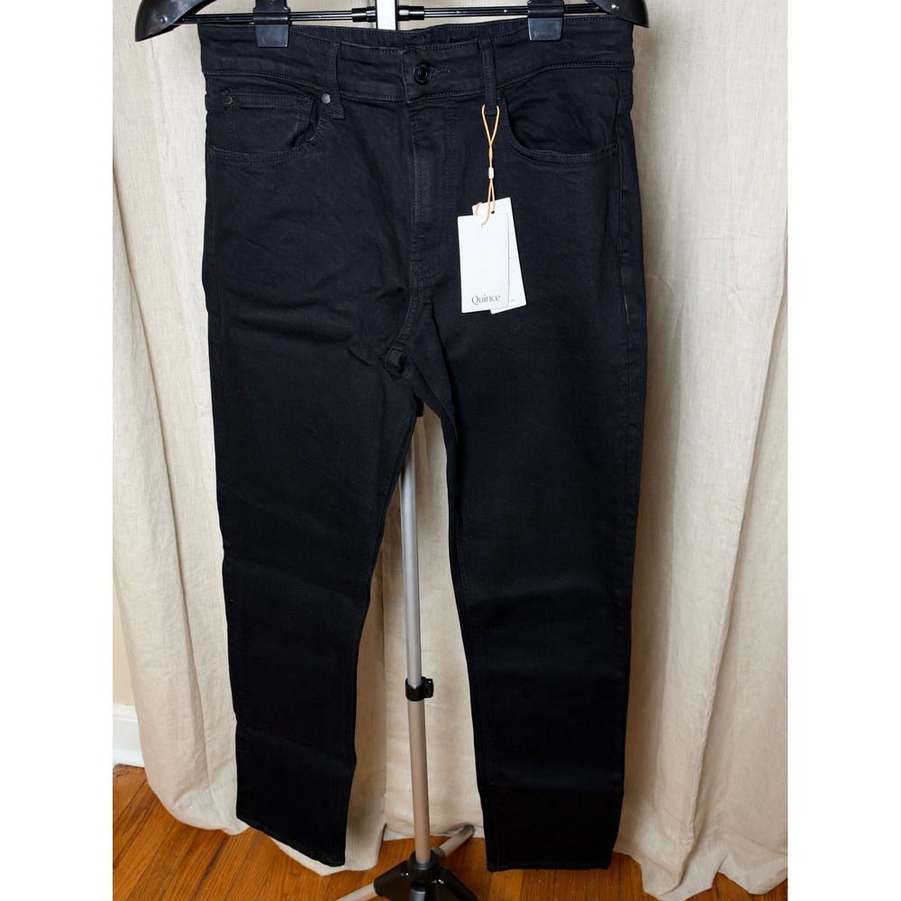 Quince Warren Mens Organic Cotton Stretch Straight Leg Jeans Black 32x32 NWT